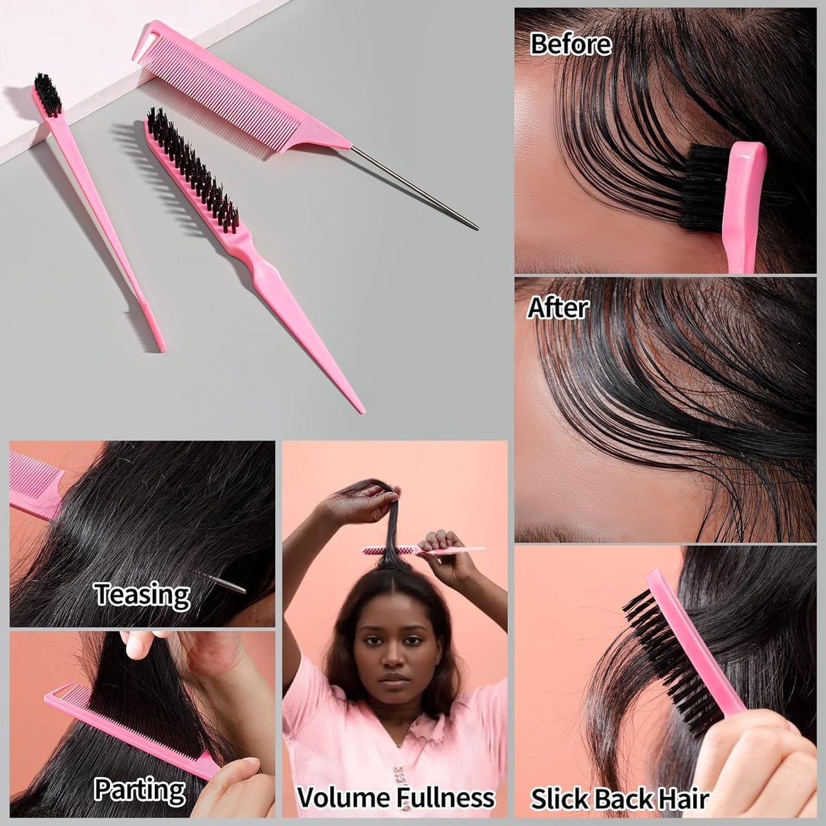 SWEET VIEW Hair Wax Stick & Slick Back Brush – Gentle Flake-Free Hair Tamer for Kids' Braids and Crown Twists