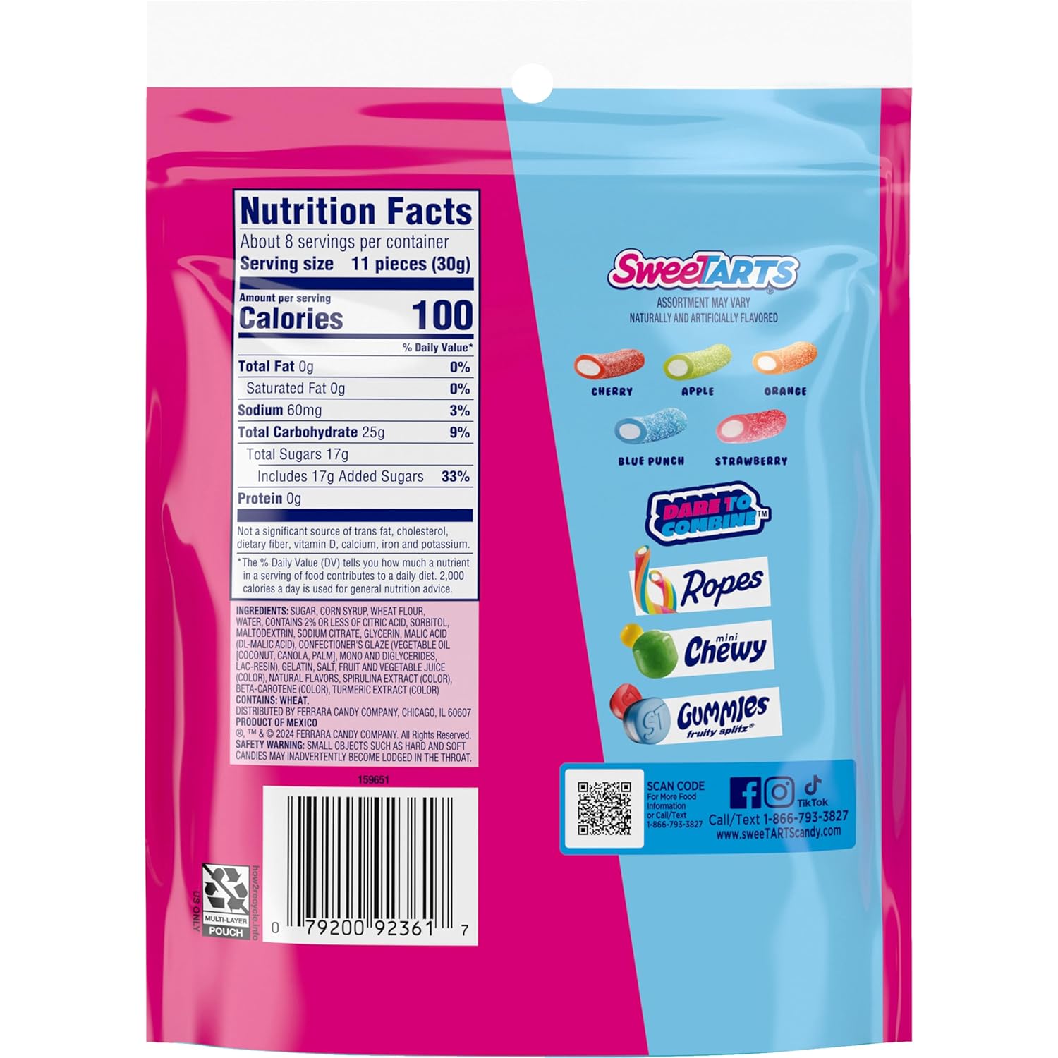 SweeTARTS Mini Chewy Candy – Camping Trip Trail Snack, Bite-Sized Chewy 12 oz