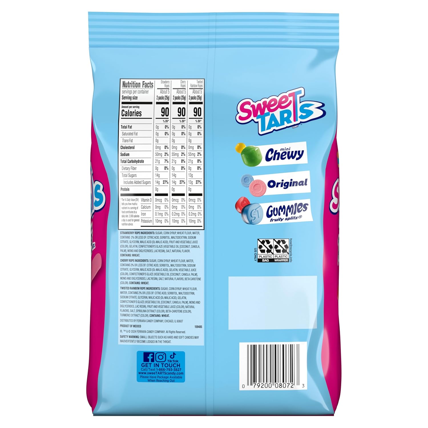 SweeTARTS Ropes 15 oz Candy Variety Pack – Office Break Room Snack Bowl Refill for Shared Workstations