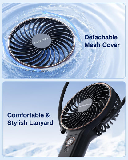 SWEETFULL Handheld Portable Fan – Thoughtful Birthday Gift for Her, Foldable Personal Cooling with LED Display