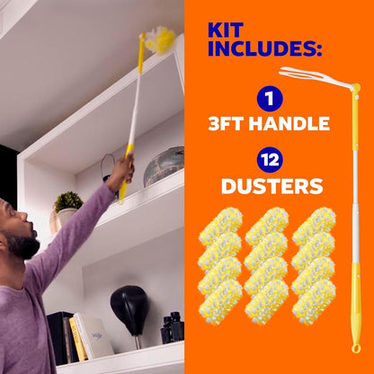 Swiffer Duster Kit with Extendable Handle for Home Office, Quick Dusting Between Video Calls and Focus Blocks