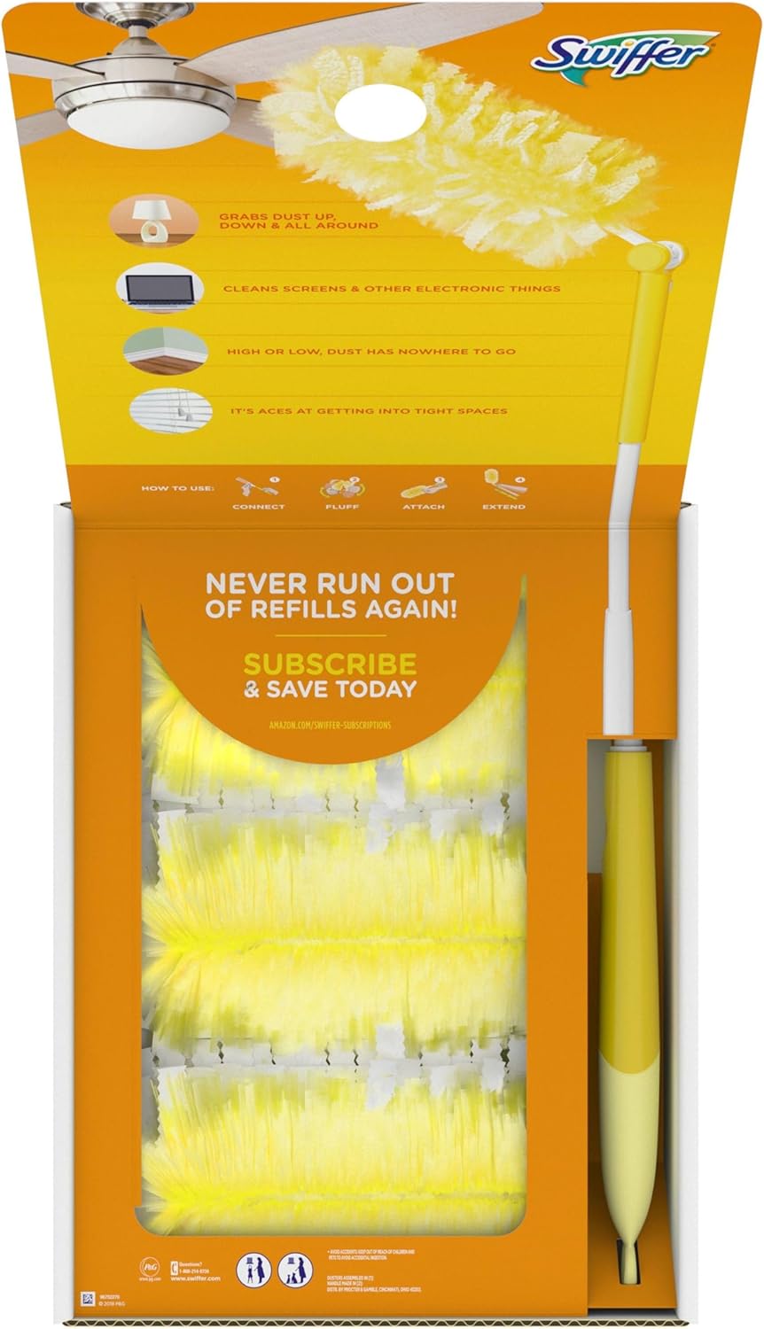 Swiffer Duster Kit with Extendable Handle for Home Office, Quick Dusting Between Video Calls and Focus Blocks
