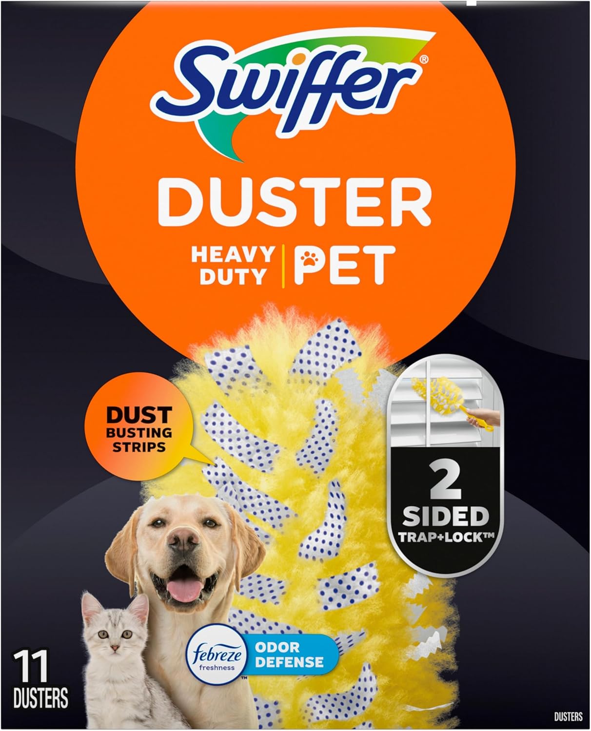 Swiffer Heavy Duty Pet Duster Refills – Practical Gift for Cat and Dog Owners Who Have Everything, Febreze, 11 Count