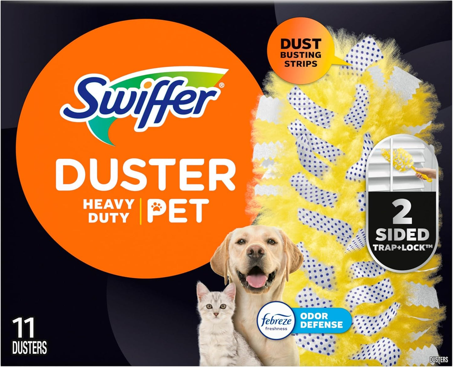 Swiffer Heavy Duty Pet Duster Refills – Practical Gift for Cat and Dog Owners Who Have Everything, Febreze, 11 Count