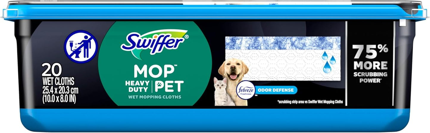 Swiffer Heavy Duty Wet Mop Cloths with Febreze – Streamlined Floor Care for Clutter-Free Studios and Dorm Rooms