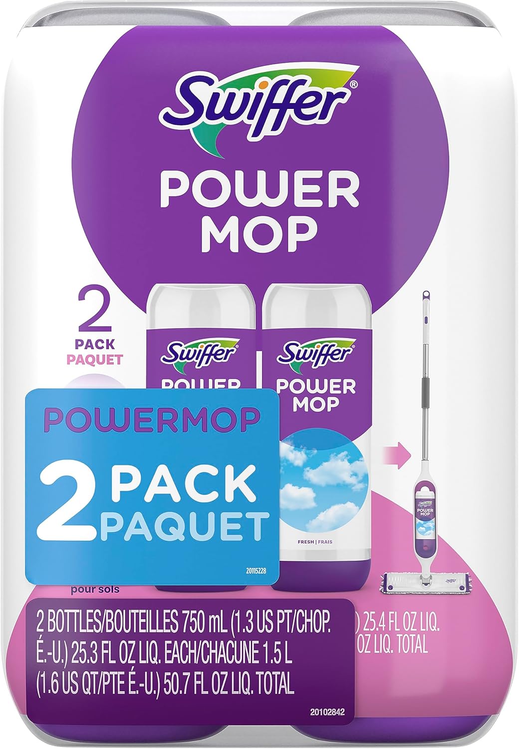 Swiffer PowerMop Floor Cleaning Solution Refills – Nursery and Playroom Floor Mop, Sealed Hardwood Safe for Family Homes
