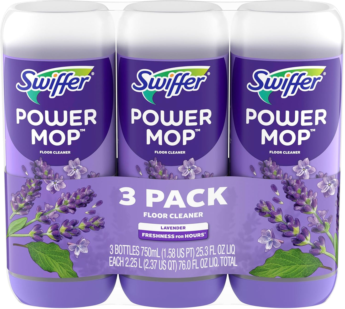 Swiffer PowerMop Lavender Floor Solution for Clutter-Free Apartment Living, Effortless Triple Pack