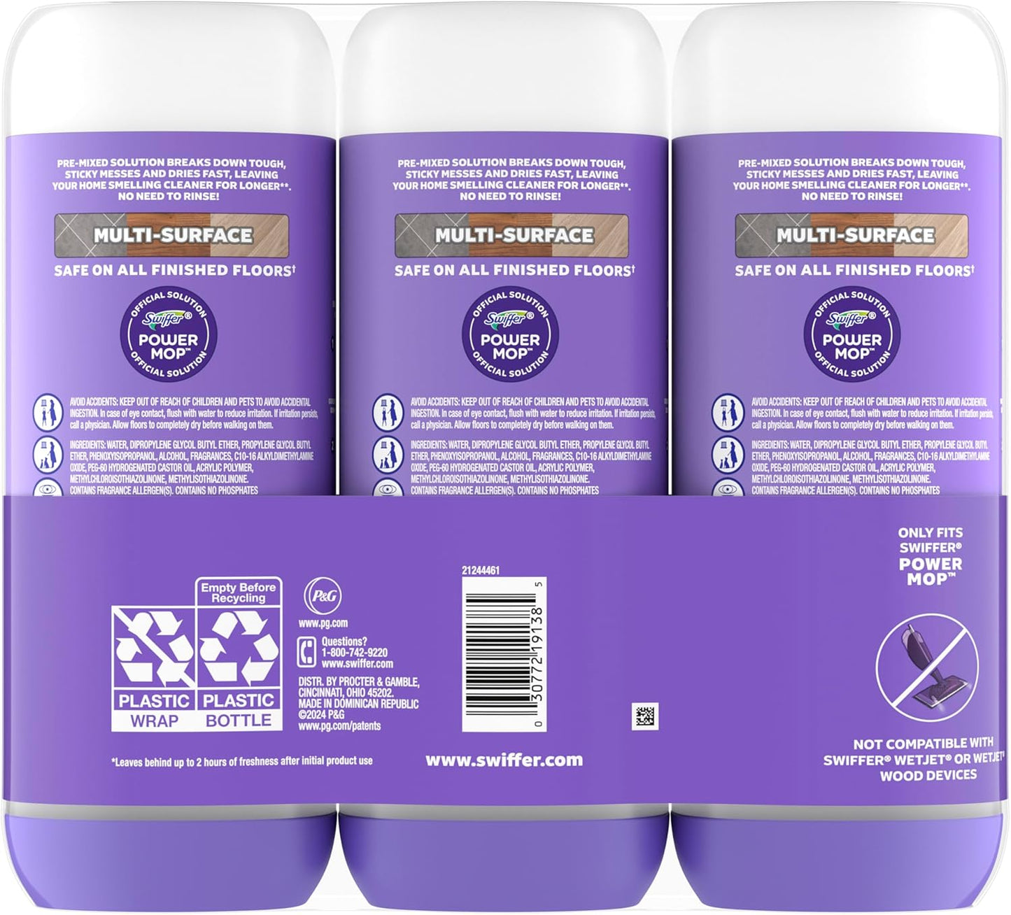 Swiffer PowerMop Lavender Floor Solution for Clutter-Free Apartment Living, Effortless Triple Pack