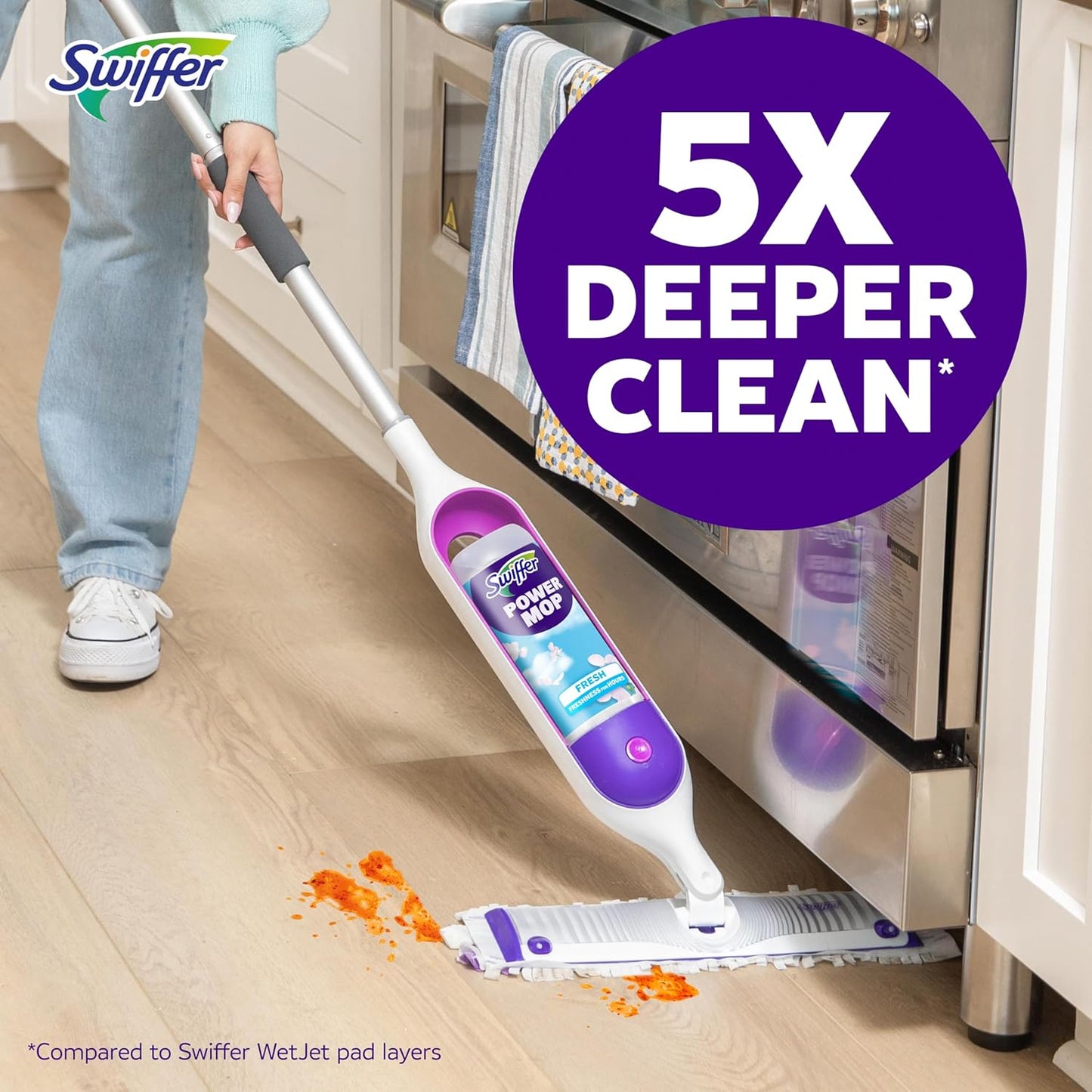Swiffer PowerMop Multi-Surface Mop Kit for Busy Professionals, Fast Floor Cleaning in Half the Time