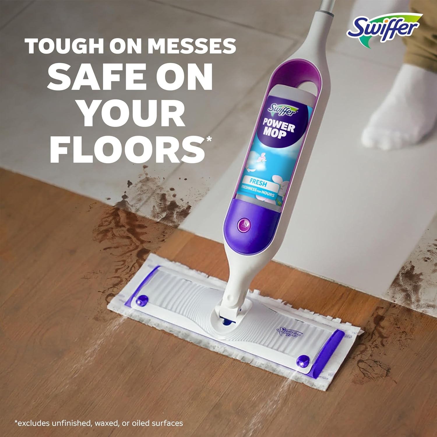 Swiffer PowerMop Multi-Surface Mop Kit for Busy Professionals, Fast Floor Cleaning in Half the Time