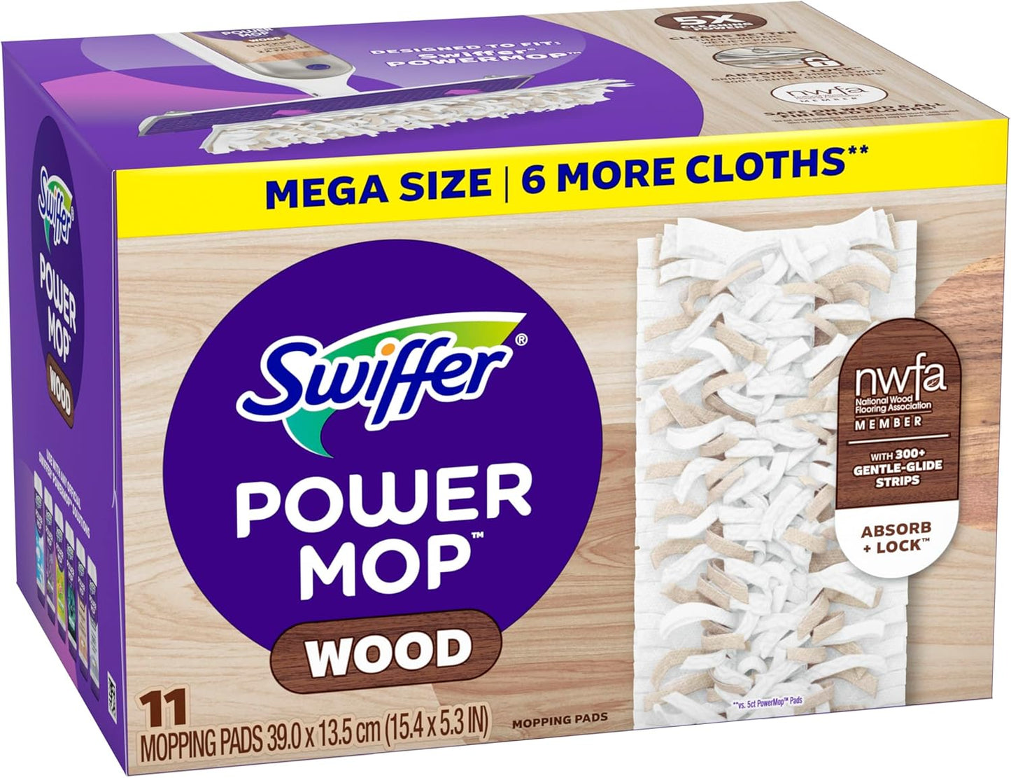 Swiffer PowerMop Wood Mop Pads – Fast Office and Focus Space Maintenance for Sealed Wood