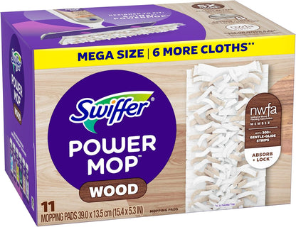 Swiffer PowerMop Wood Mop Pads – Fast Office and Focus Space Maintenance for Sealed Wood