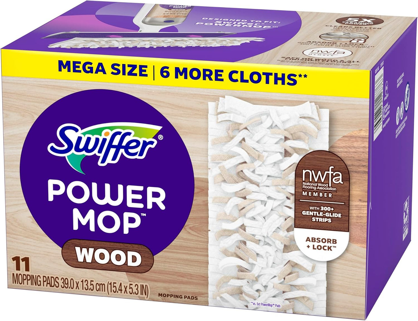 Swiffer PowerMop Wood Mop Pads – Fast Office and Focus Space Maintenance for Sealed Wood