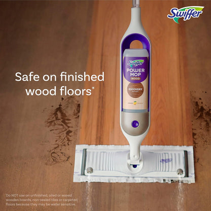 Swiffer PowerMop Wood – Quick Hardwood Refresh Between Deep Work Sessions, All-in-One Cleaning Kit