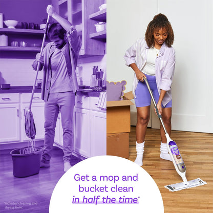 Swiffer PowerMop Wood Refill Solution – Streamlined QuickDry Cleaner for Uncluttered Hardwood Floors, Lemon Scent, 50.6oz