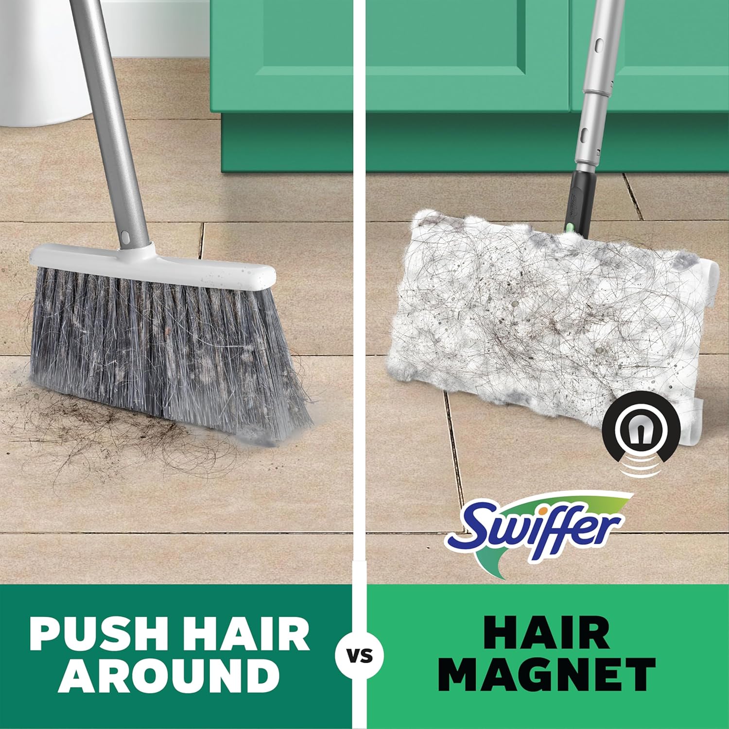 Swiffer Sweep & Mop Deluxe Multi-Surface Kit for Simple Capsule Home Cleaning, 25-Inch Collapsible Design in Neutral Black