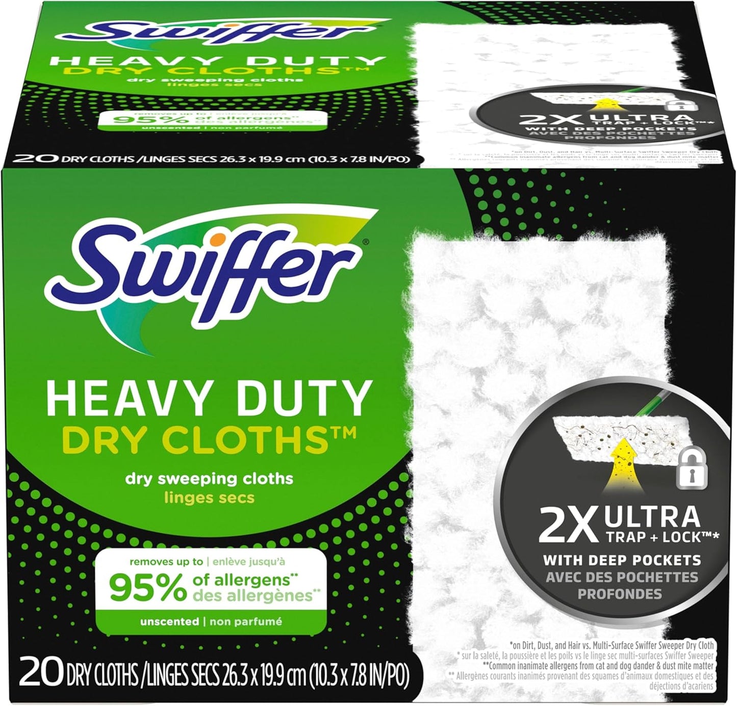 Swiffer Sweeper Dry Sweeping Cloths for Living Room and Workspace, Heavy Duty Multi-Surface Floor Care, 20 Count