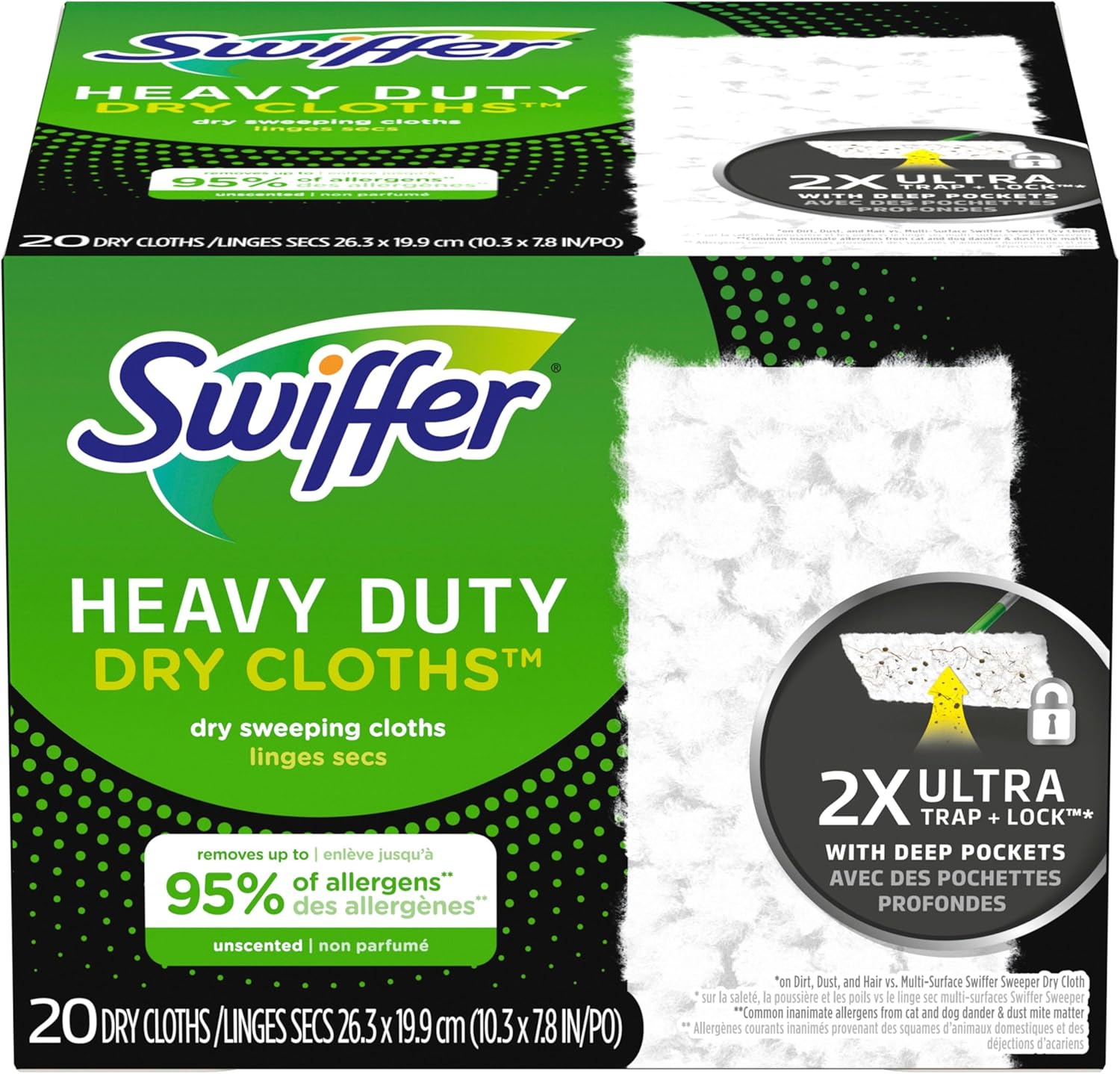 Swiffer Sweeper Dry Sweeping Cloths for Living Room and Workspace, Heavy Duty Multi-Surface Floor Care, 20 Count
