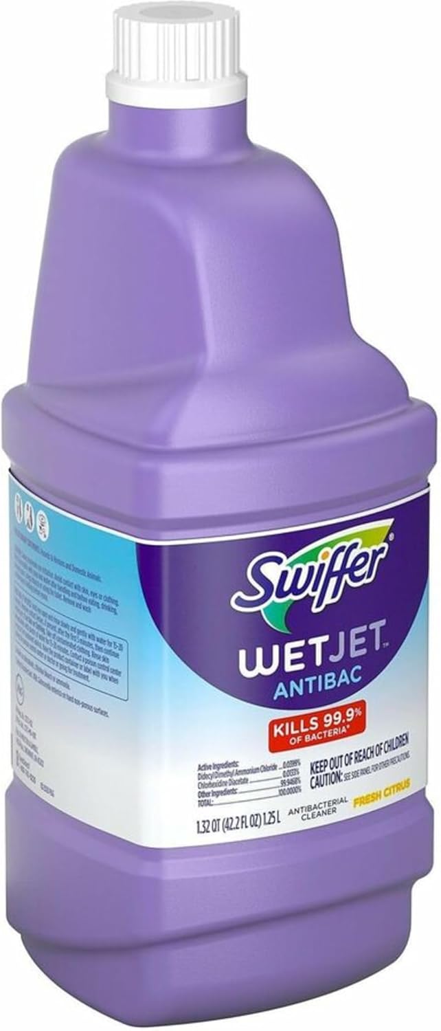 Swiffer WetJet Antibacterial Refill – Aromatic Citrus Floor Solution for Mindful Home Cleaning, 1.25L
