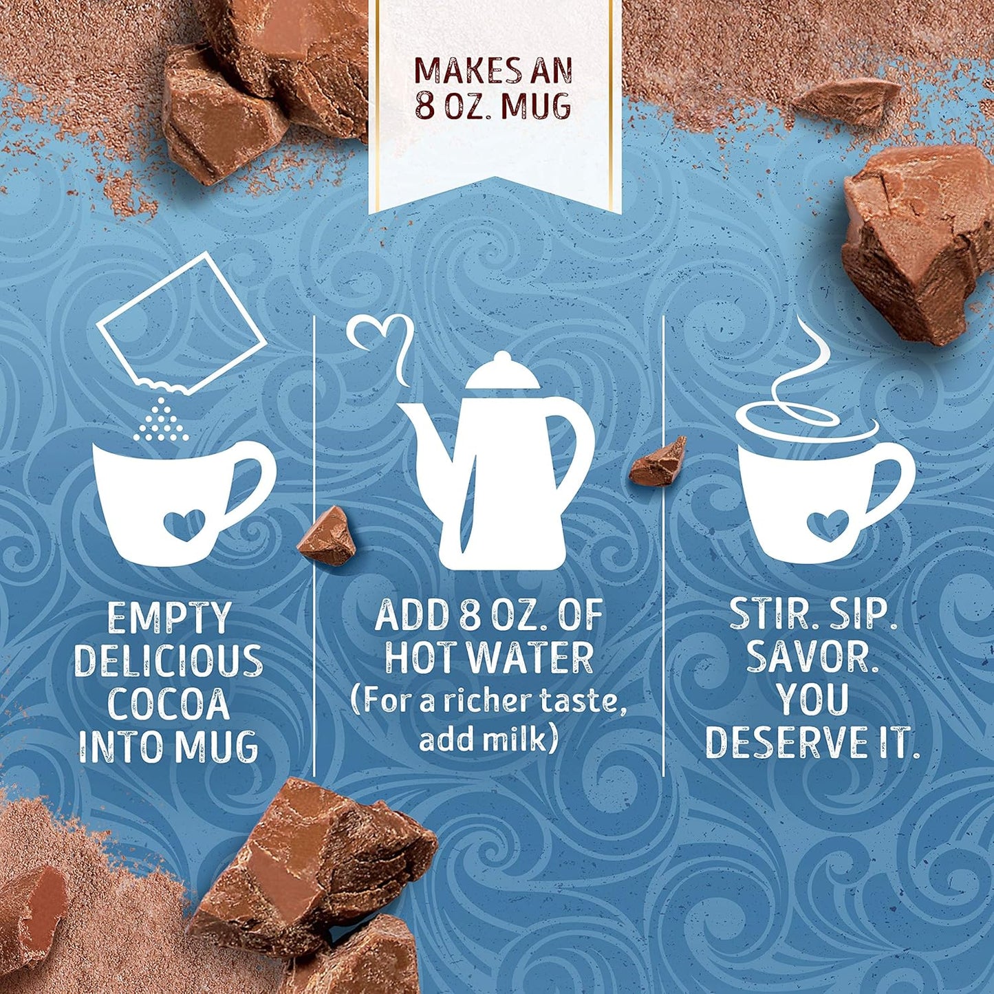 Swiss Miss Milk Chocolate Hot Cocoa Mix – Kid Friendly Bedtime Drink for Children, 8 Single Serve Packets