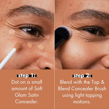 synthetic 100% vegan bristle material compatible with cream and liquid concealers