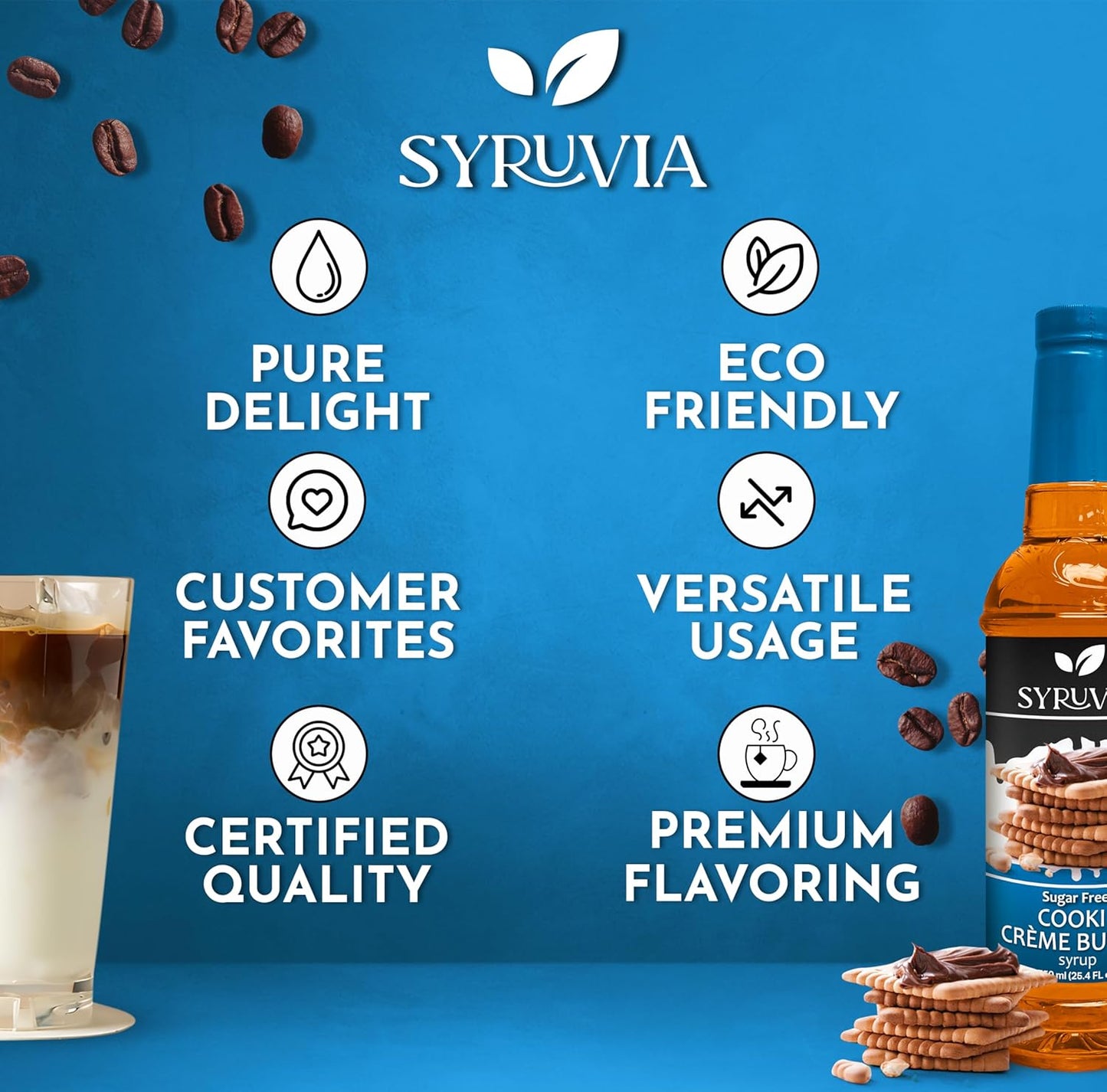 Syruvia Sugar Free Syrup – Thoughtful Birthday Gift for Coffee Lovers on a Diet, 25.4 fl oz With Pump