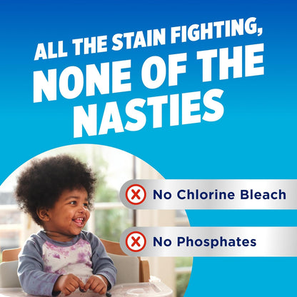 targets 14+ specific stain types including berries, baby food, grass, mud, blood, ink, and washable paint