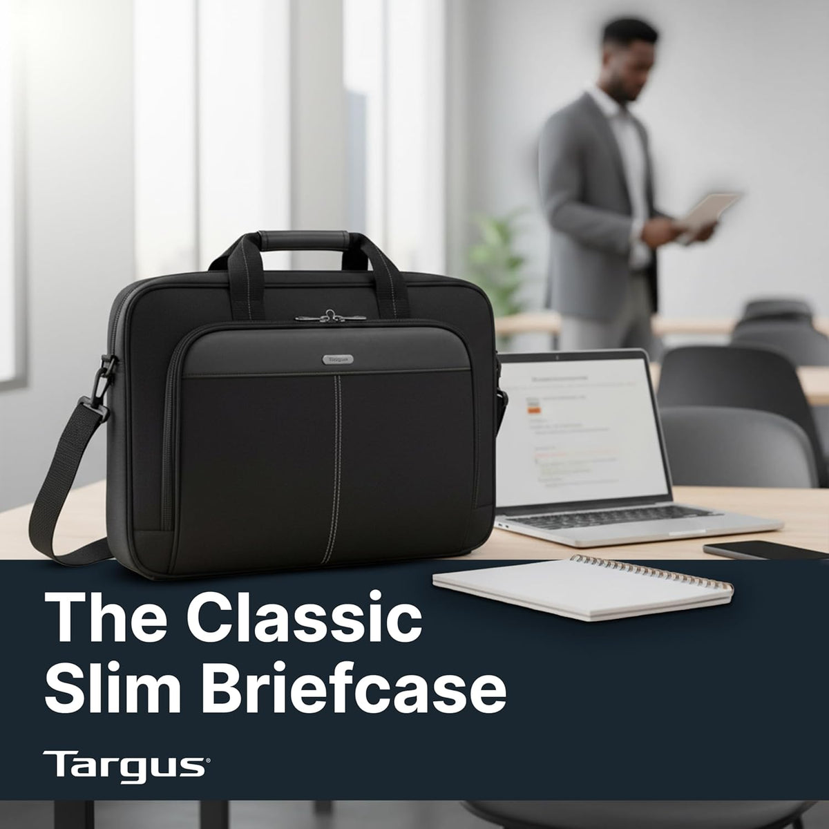 Targus Padded Laptop Briefcase – 17 Liter Work Bag for College Students Carrying a 16 Inch Laptop to Class and Library