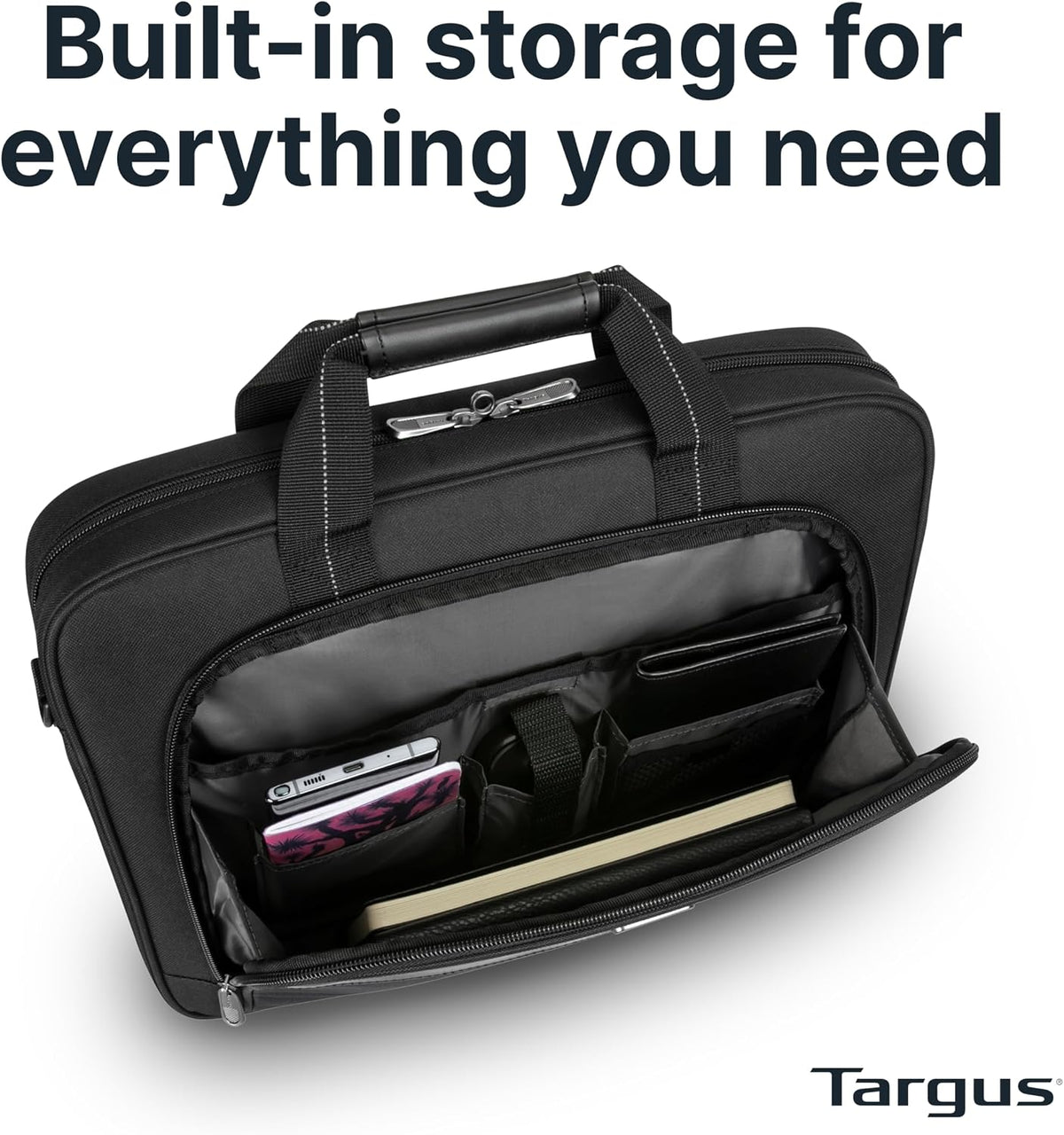Targus Padded Laptop Briefcase – 17 Liter Work Bag for College Students Carrying a 16 Inch Laptop to Class and Library