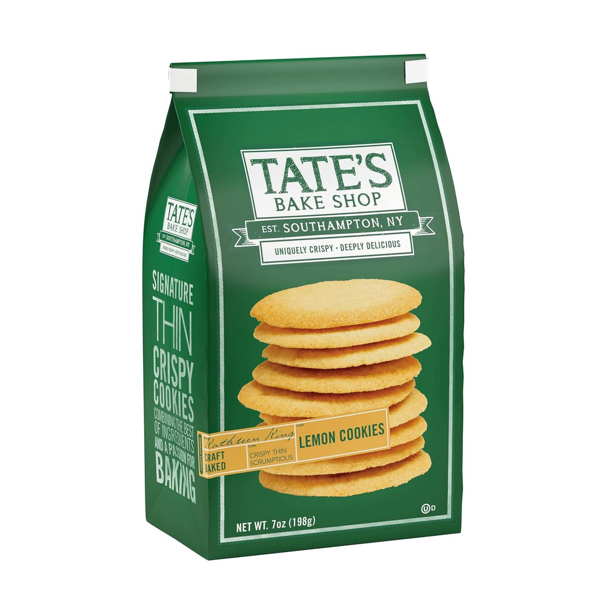 Tate's Bake Shop Thin Crispy Lemon Cookies, 7 oz – Mindful Afternoon Tea Companion, Lightly Sweetened Self-Care Treat