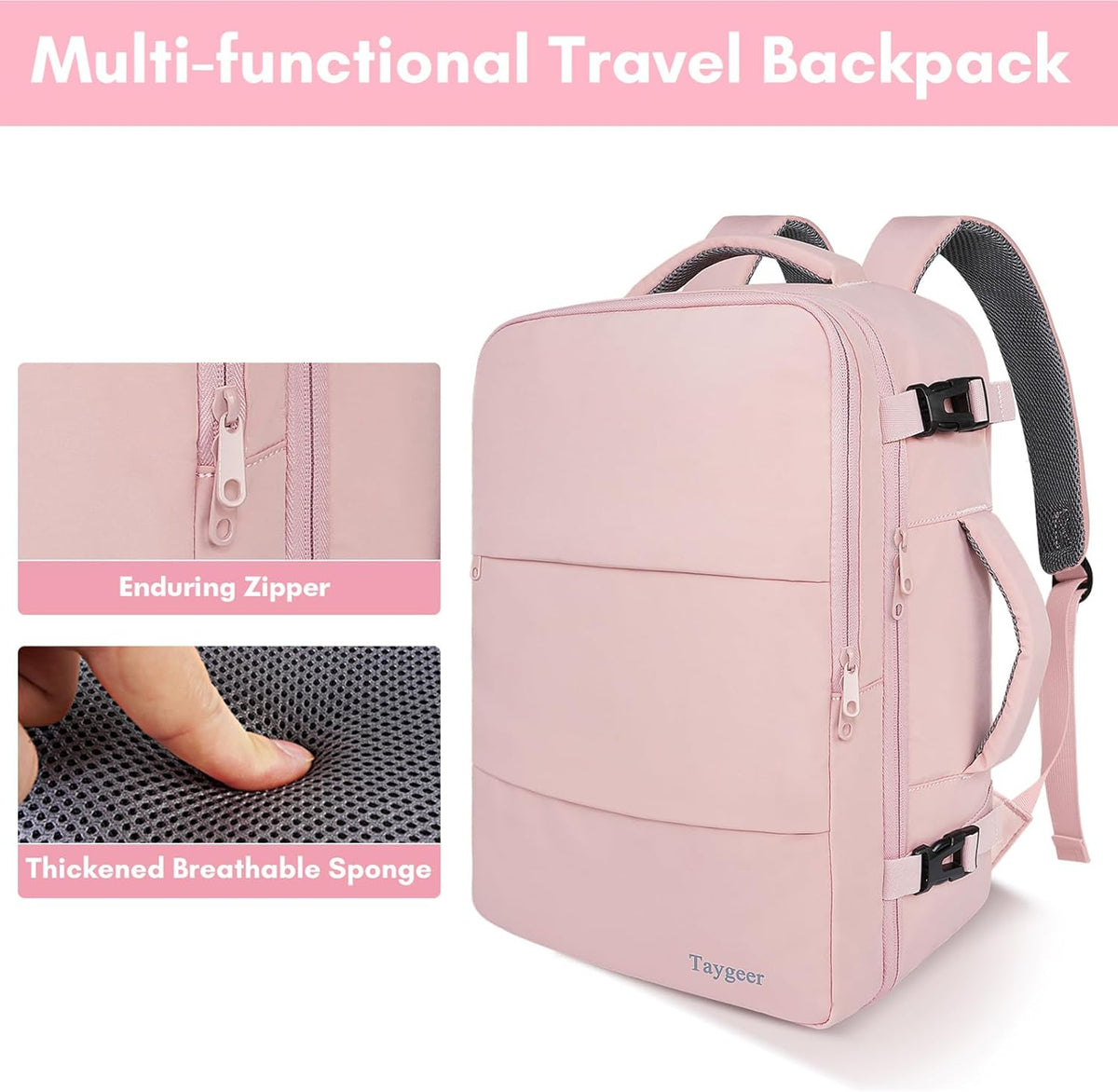 Taygeer Weekender Backpack – Patio and Picnic Daypack with Lay Flat TSA Opening and Shoe Pouch Included