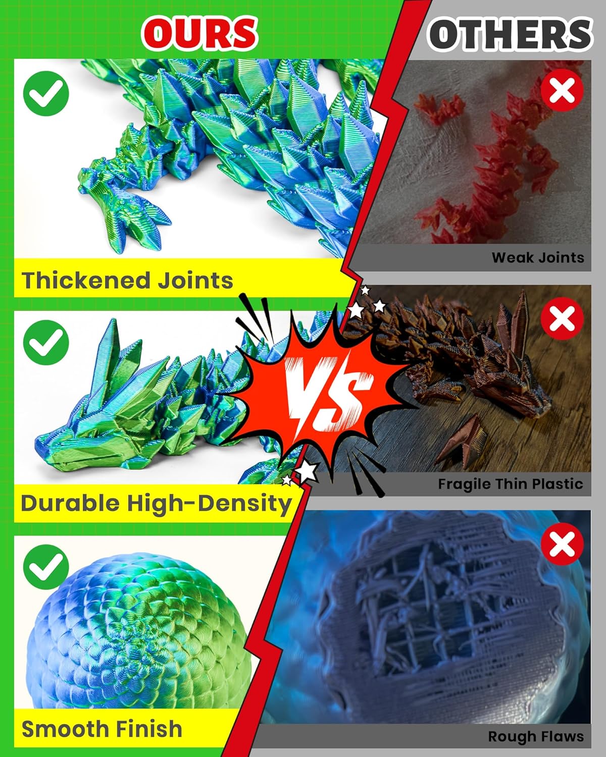 TBOLINE 3D Printed Dragon Egg – Easter Basket Stuffer for Kids Ages 4-12, Crack-Open Surprise Toy with Hidden Articulated Dragon Inside