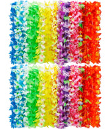 Hawaiian Silk Flower Leis 24PCS – Vibrant Tropical Wall & Room Decor for Luau-Themed Bedrooms