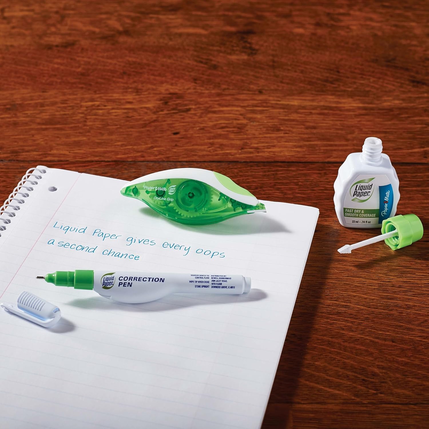 tear-resistant, mess-free white correction tape with 2mm line width