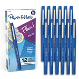 Paper Mate Flair Blue Pens – Study Desk Supplies for Bullet Journaling and Lecture Notes, Smear-Resistant Medium Point, 12 Pack