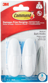 Command Designer Bath Hooks, Medium, White – Modern Bathroom Wall Hooks for Coordinating Towels and Robes with a Designer Finish