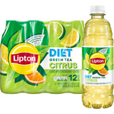 Lipton Citrus Green Tea 16.9 fl oz Bottles, 12-Pack – Light Caffeine Pick-Me-Up for Work-from-Home and Commute Breaks