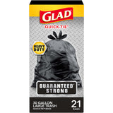 Glad ForceFlex 30 Gallon Trash Bags, Unscented Heavy Duty Bags with Streamlined Drawstring for Simple Homes, 50 Count