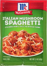 McCormick Italian Mushroom Spaghetti Sauce Mix – Quick Office Lunch Break Meal Solution for Focused Professionals, 1.5 oz Packet
