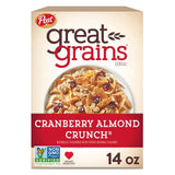 Great Grains Cranberry Almond Crunch Cereal – Quick Sustained-Energy Breakfast for Busy Workdays, 14 oz Box