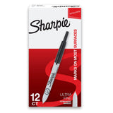 Sharpie Retractable Permanent Markers, Ultra Fine Point, Black, 12 Count – Office Desk Labeling Supply for Files, Boxes, and Mailroom Organization