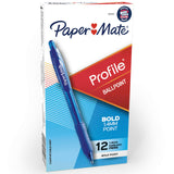 Paper Mate Profile Retractable Ballpoint Pens, Practical Back-to-School and Office Gift for Students and Coworkers in Bold Blue
