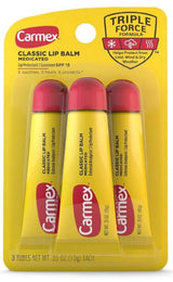 Carmex Classic Lip Balm, 0.35 Ounce (Pack of 3) – Cooling Medicated Care for Evening Wind-Down Routine