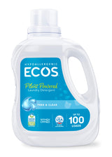 ECOS Free & Clear Laundry Detergent – Plant-Powered Wash for Eczema-Prone Skin and Mindful Self-Care Routines, 100 Oz
