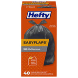 Hefty Easy Flaps Minimalist 30 Gallon Bags 40 Count – Simple Black Garbage Bags for Intentional Decluttering