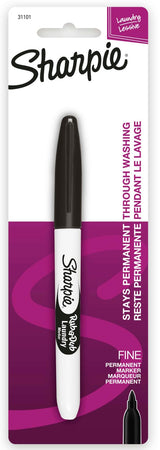 Sharpie Rub-A-Dub Single Laundry Marker in Black, Fine Tip Minimalist Garment Labeling Pen, 0.3 oz