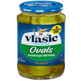 Vlasic Ovals Hamburger Dill Pickle Chips – Tailgate and Cookout Side for Grilled Meats, 24 fl oz