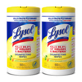 Lysol Disinfectant Wipes Multi-Surface Antibacterial Cleaning Wipes, Portable Disinfecting for Camping Trips and Picnic Tables Lemon and Lime Blossom 80 Count (Pack of 2)