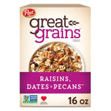 Post Great Grains Raisins Dates Pecans Cereal – Non-GMO Whole Grain Family Breakfast for Kids Lunchboxes, 16 oz