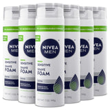 NIVEA MEN Sensitive Shave Foam – Bulk 6-Pack Gift Set for Husbands, Dads, and Boyfriends with Sensitive Skin